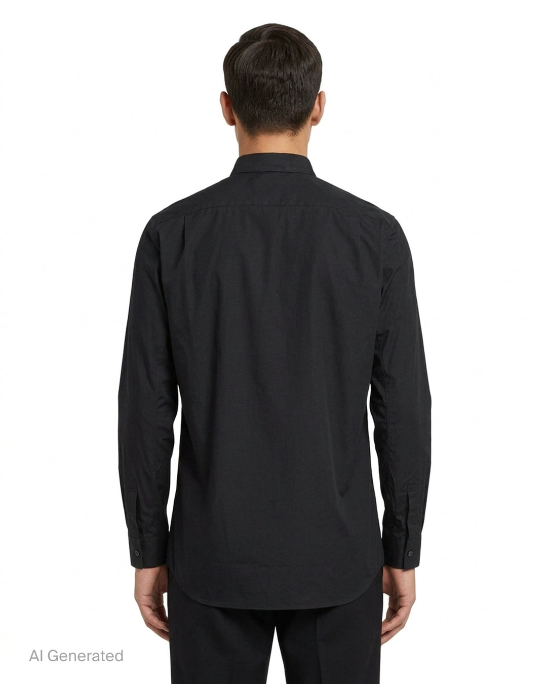 Comme des Garçons Shirt black long sleeve button-up shirt with curved white patchwork panels on the front - back