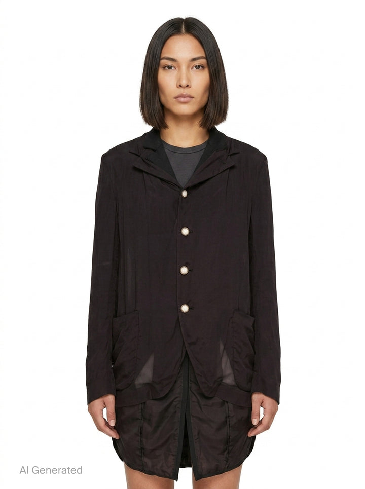 Tailored Longline Pointed Hem Jacket | Comme des Garçons | Club21 - front