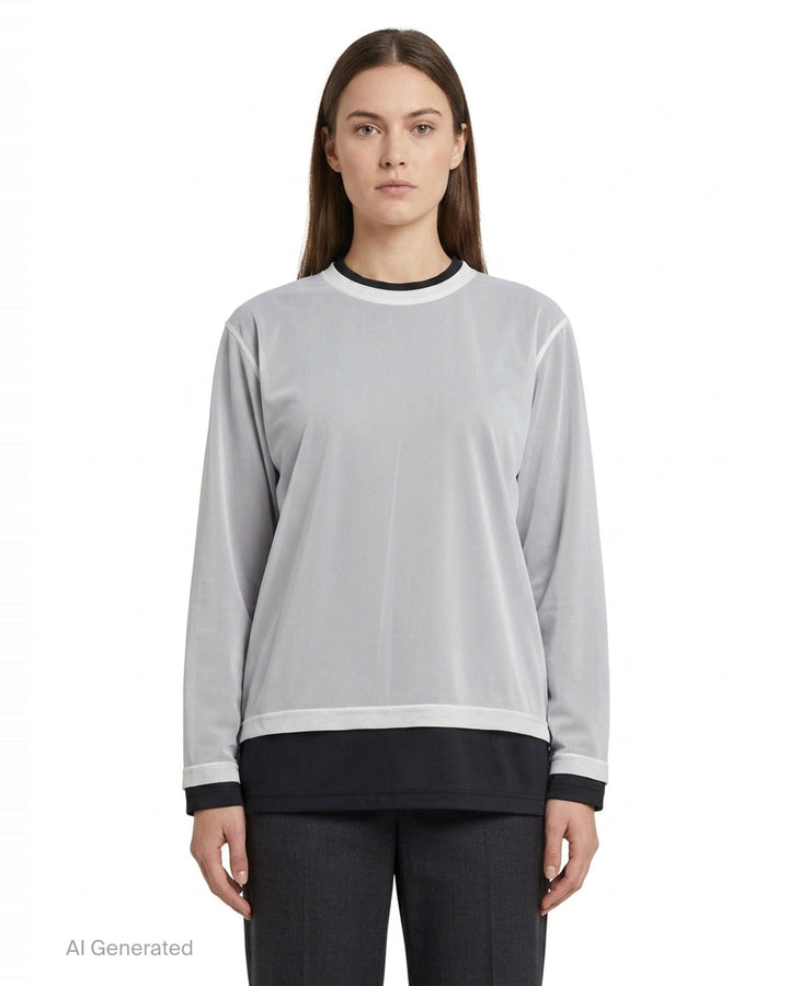 Thin Polyester Layered Long Sleeve Tee | Comme des Garçons | Club21 - front