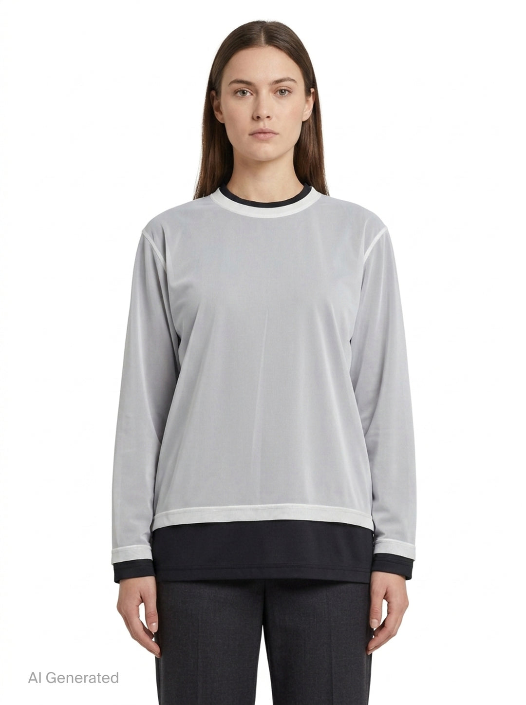 Thin Polyester Layered Long Sleeve Tee | Comme des Garçons | Club21 - front