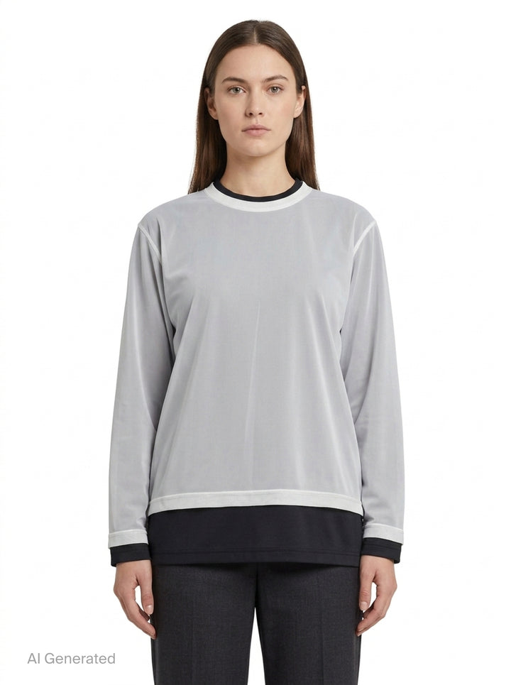Thin Polyester Layered Long Sleeve Tee | Comme des Garçons | Club21 - front