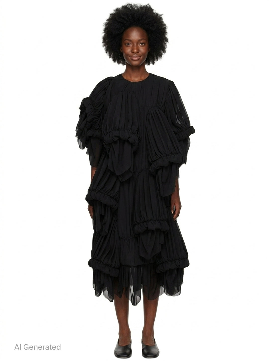Tiered Draped Cascading Dress | Comme des Garçons | Club21 - front