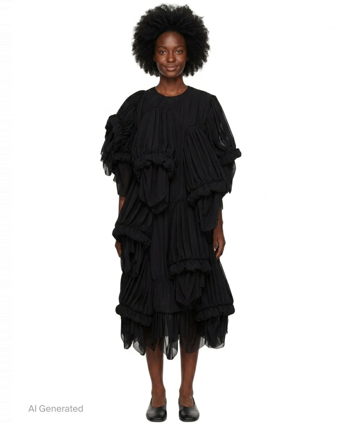 Tiered Draped Cascading Dress | Comme des Garçons | Club21 - front