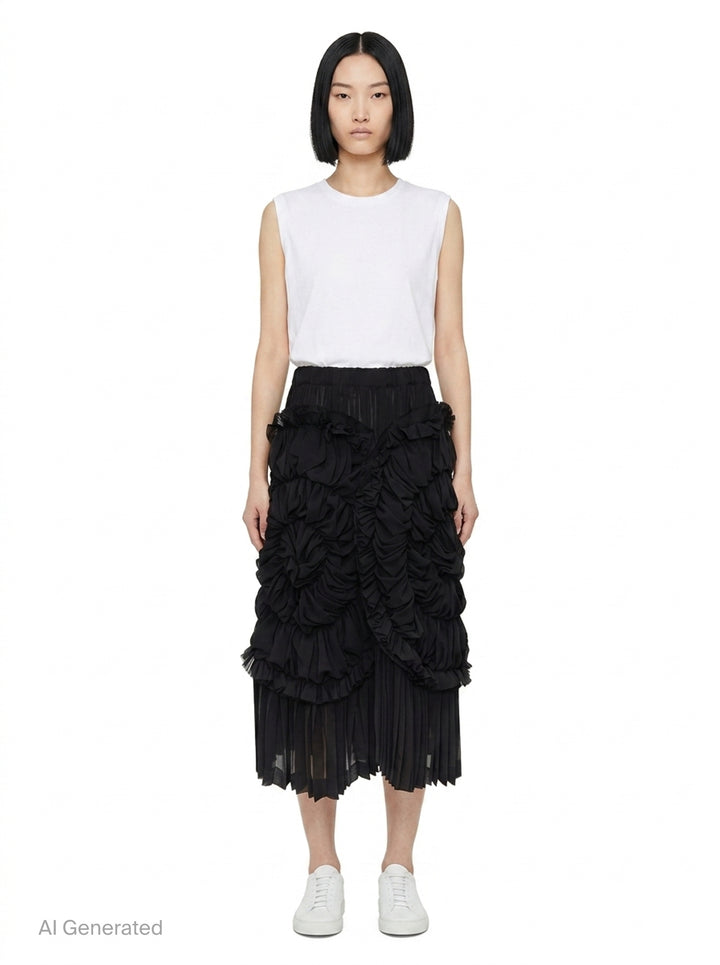 Tiered Ruffled Gathered Skirt | Comme des Garçons | Club21 - front