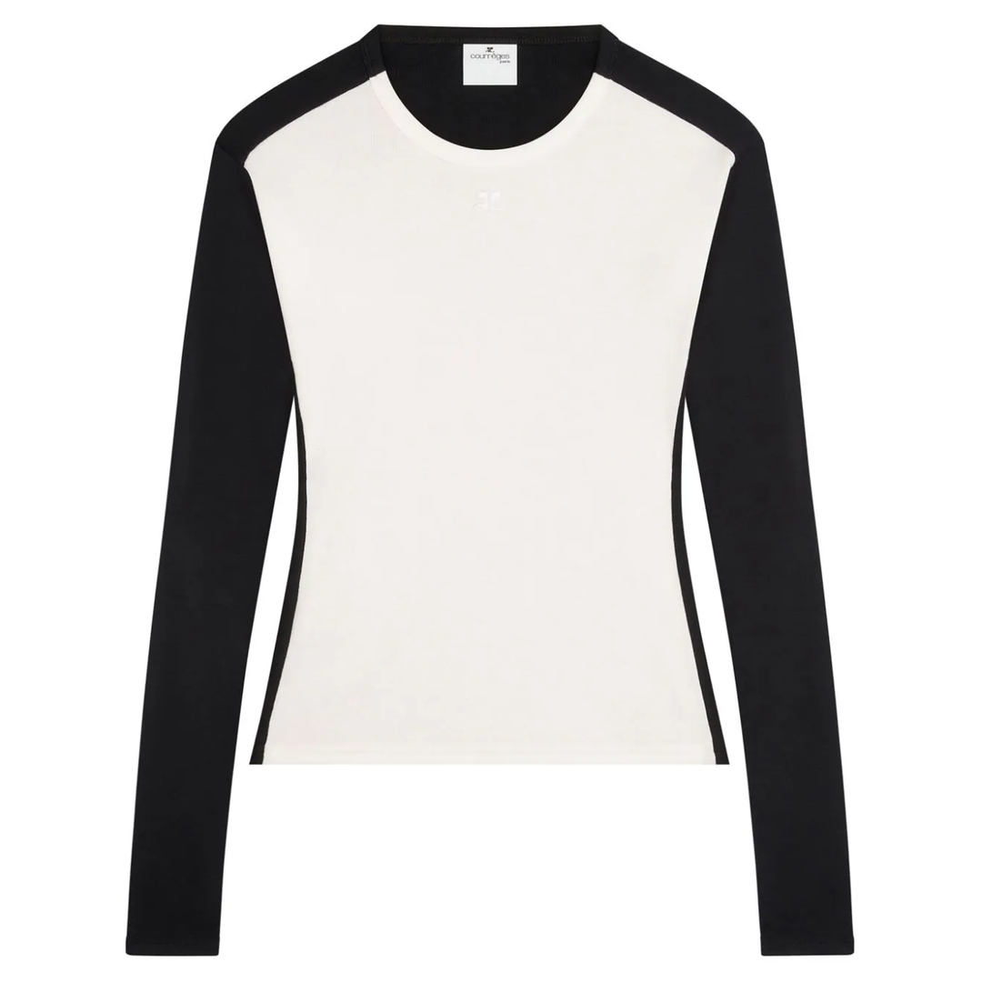 courreges_Contrast_Frame_Long_Sleeve_T-Shirt_White