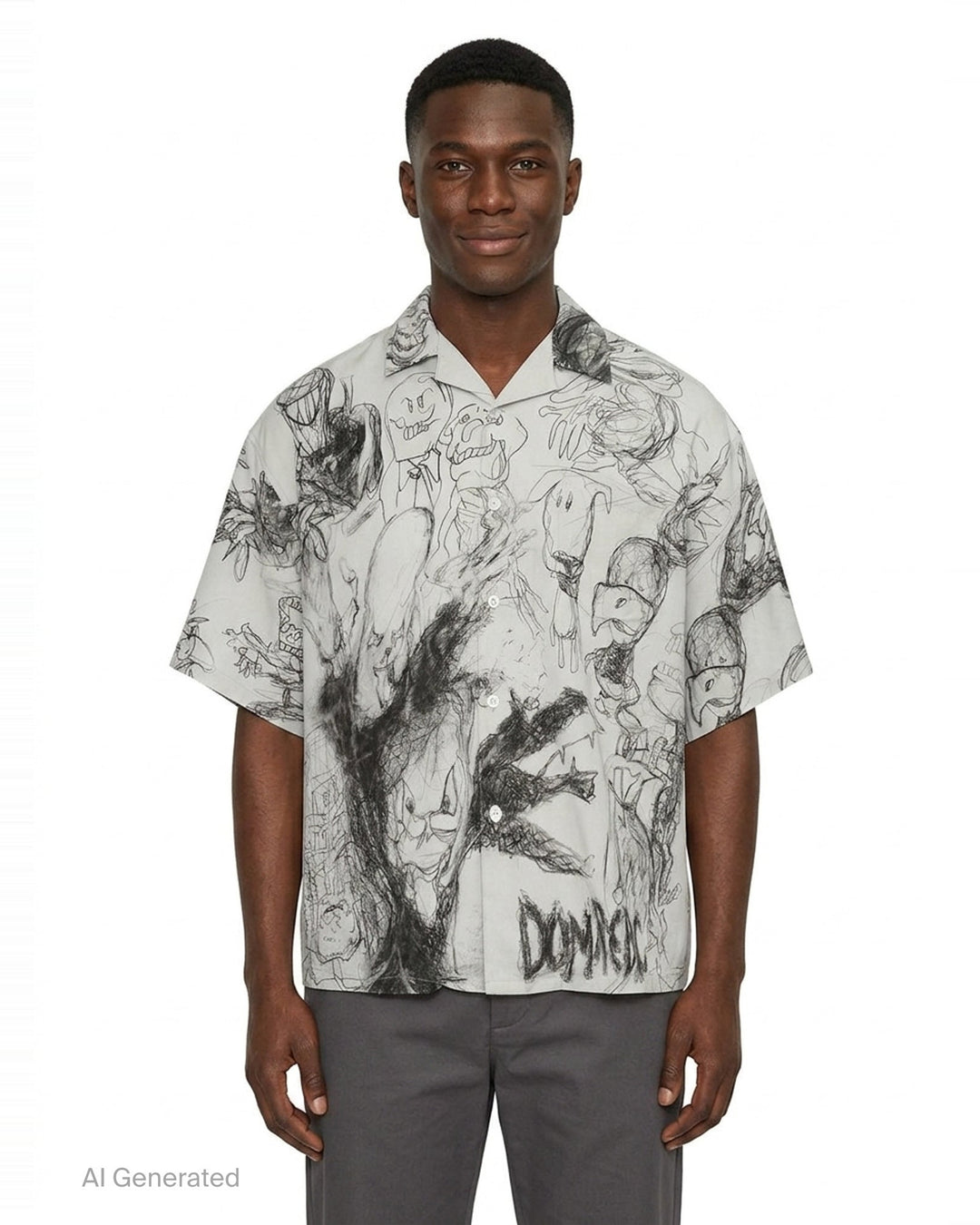 Camp Collar Short Sleeve Shirt | Domrebel | Club21 - front