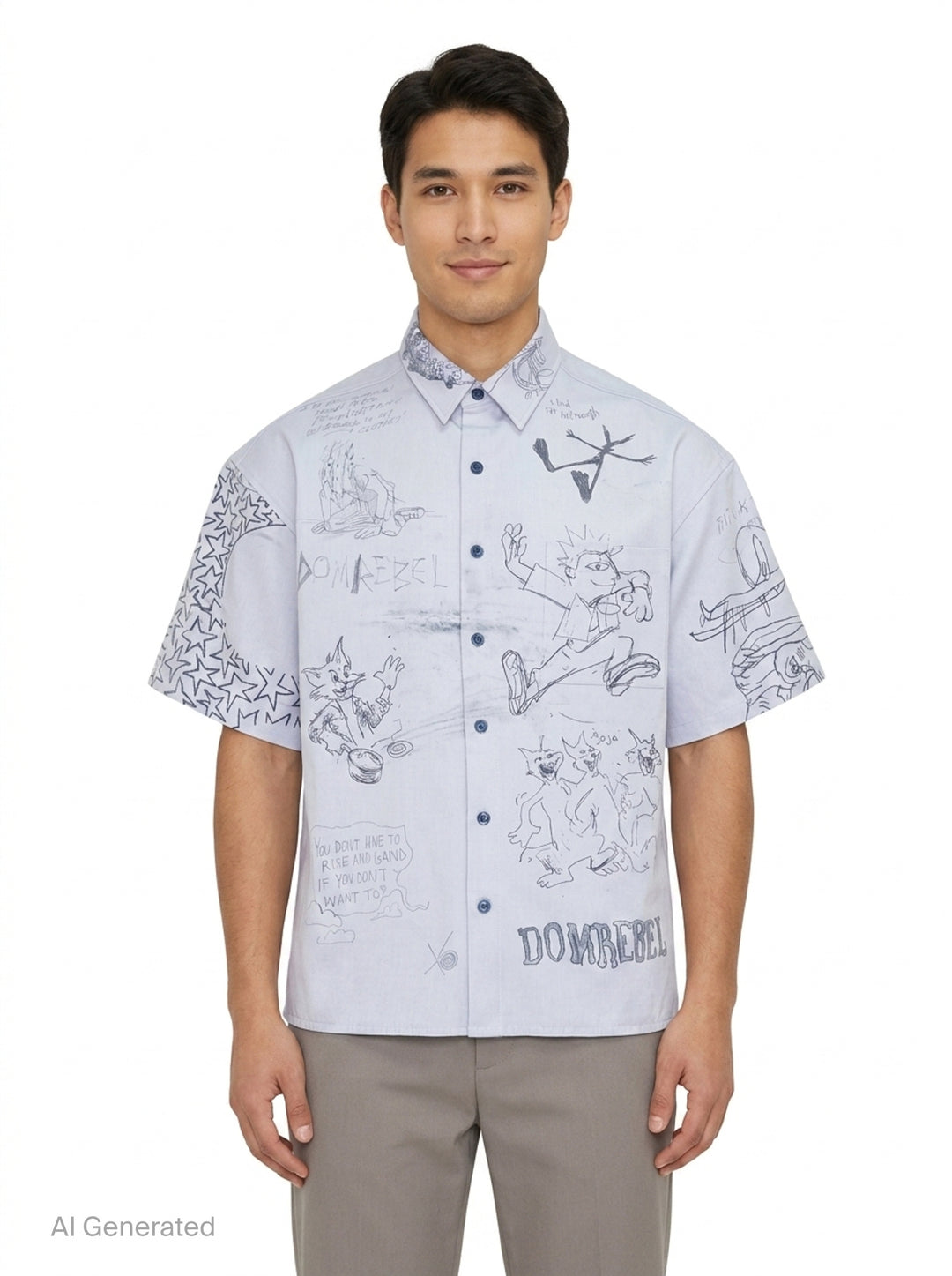 Graffiti Print Short Sleeve Shirt | Domrebel | Club21 - front