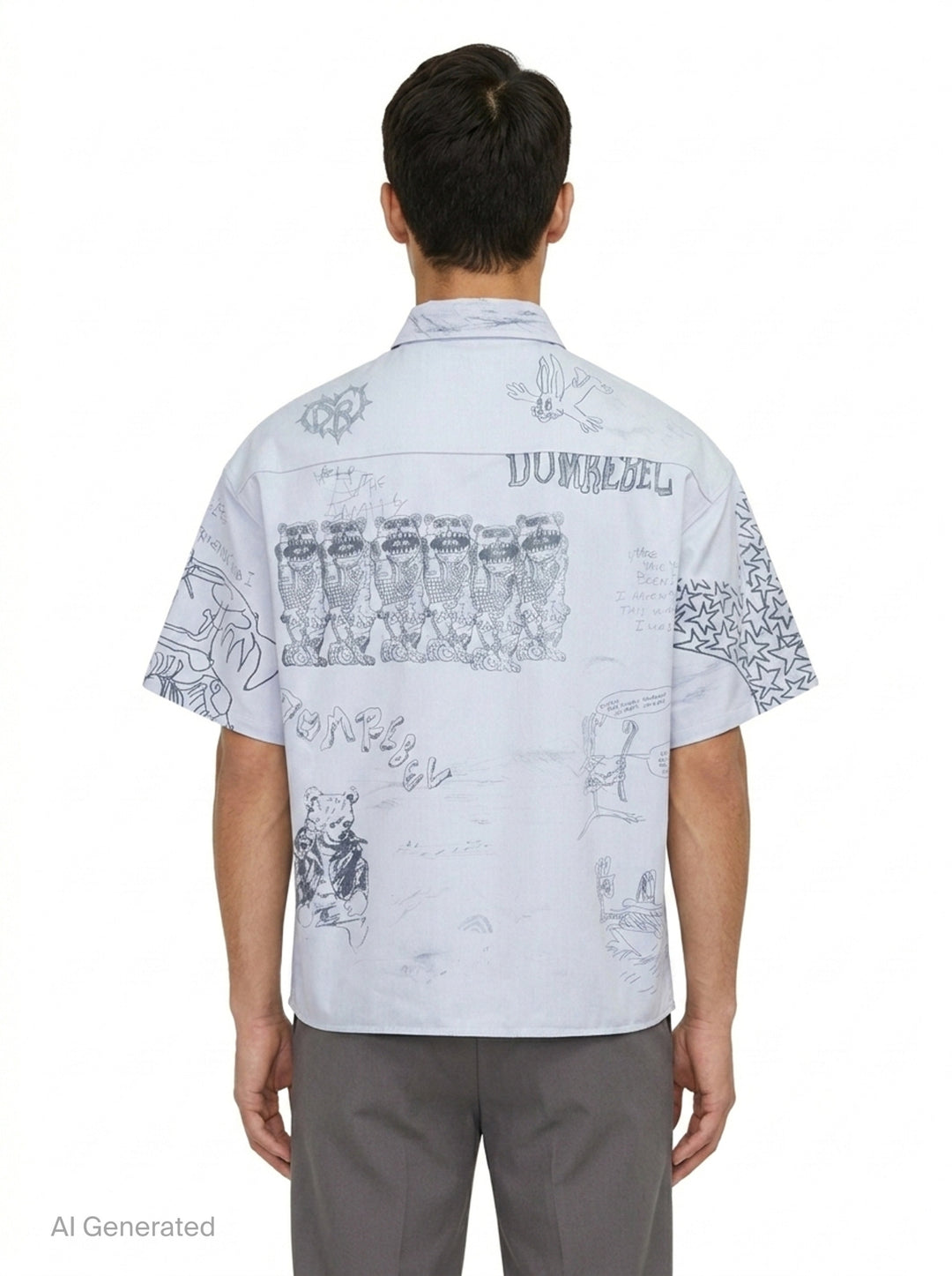 Graffiti Print Short Sleeve Shirt | Domrebel | Club21 - back