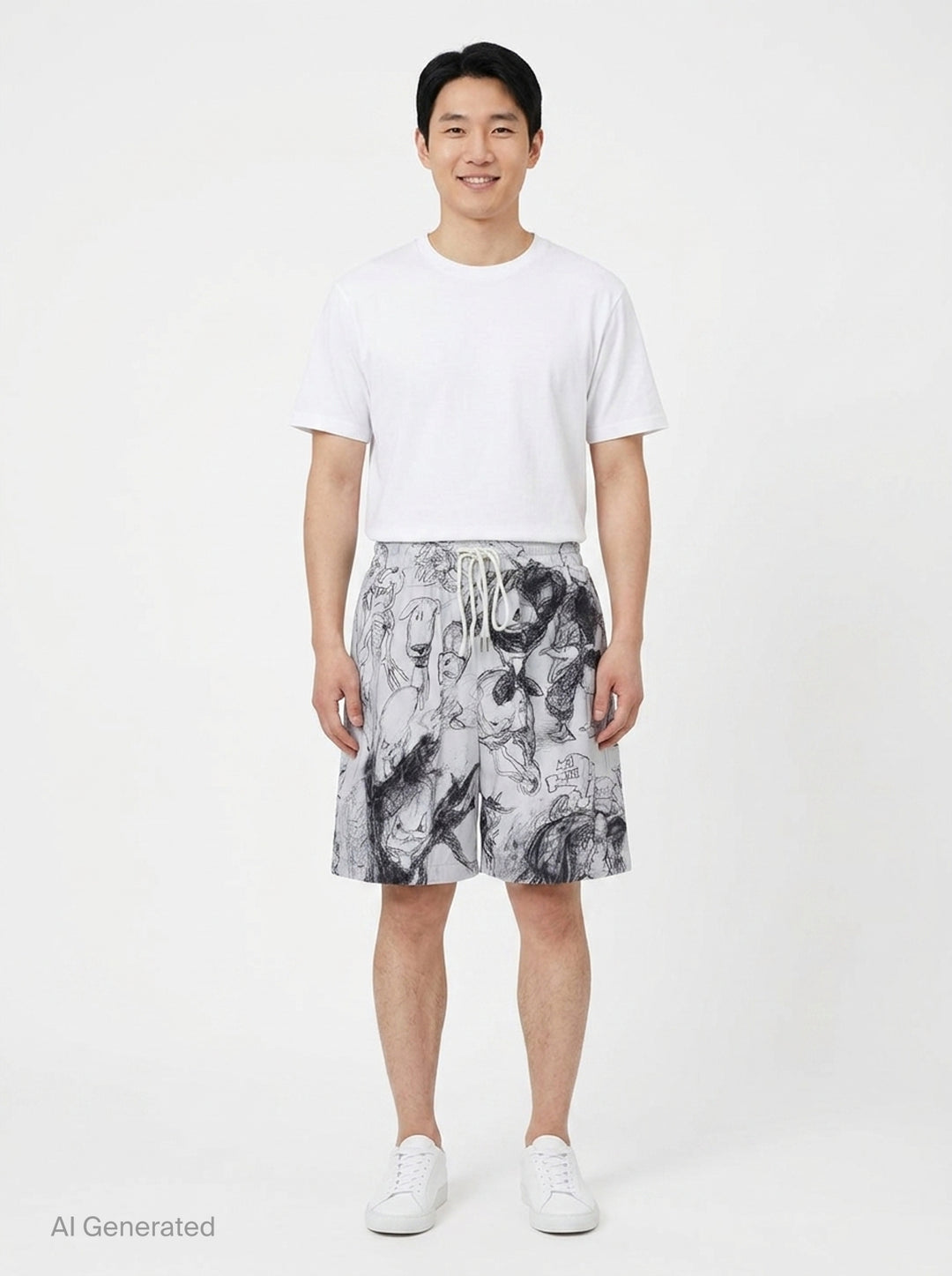 Sketch Print Shorts | Domrebel | Club21 - front