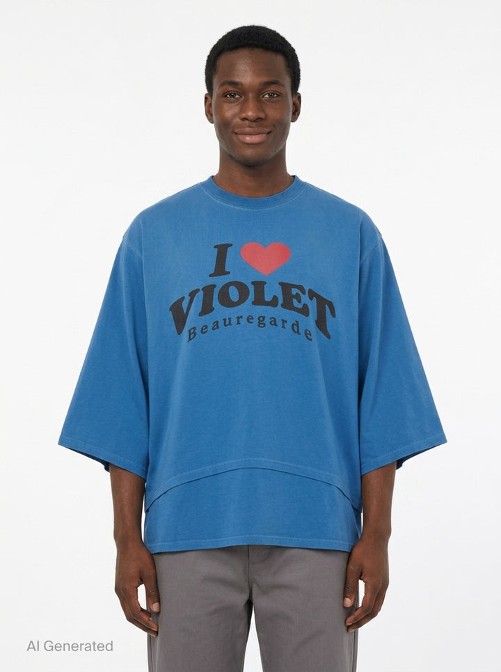 doublet white oversized I Love Marge Dursley graphic tee with hi-lo hem and crew neckline, front view - front