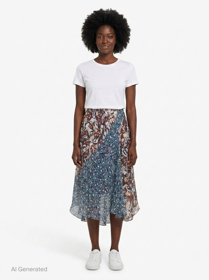 Bias Cut Abstract Print Skirt | Dries Van Noten | Club21 - front