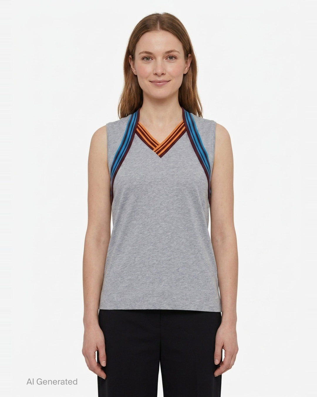 Contrast Stripe Heart Neck Tank | Dries Van Noten | Club21 - front