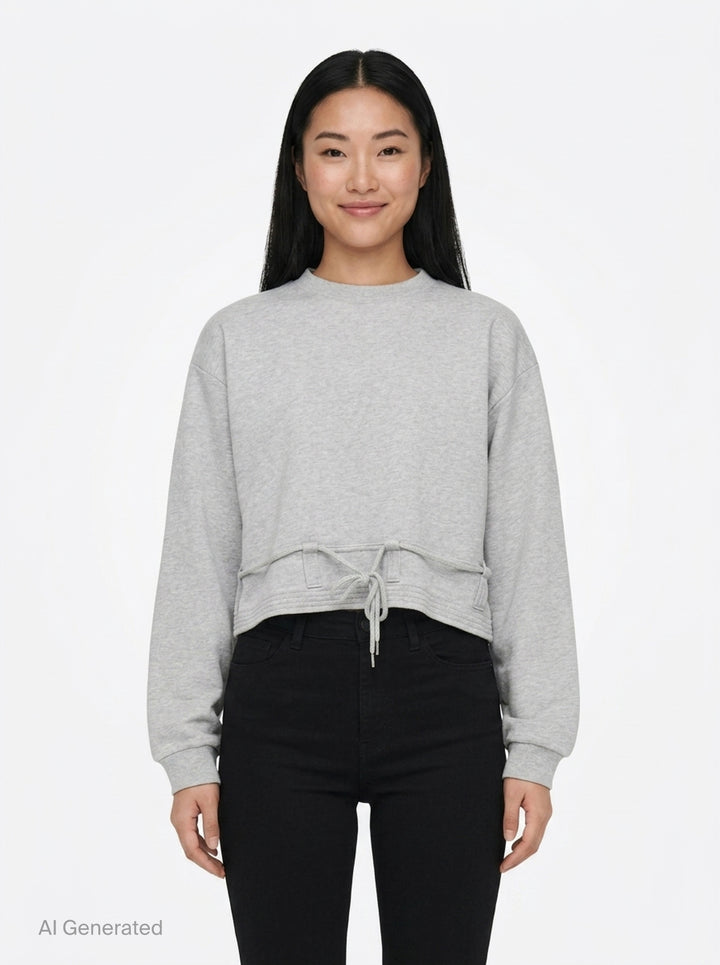 Cropped Sweatshirt With Belt Loops | Dries Van Noten | Club21 - front