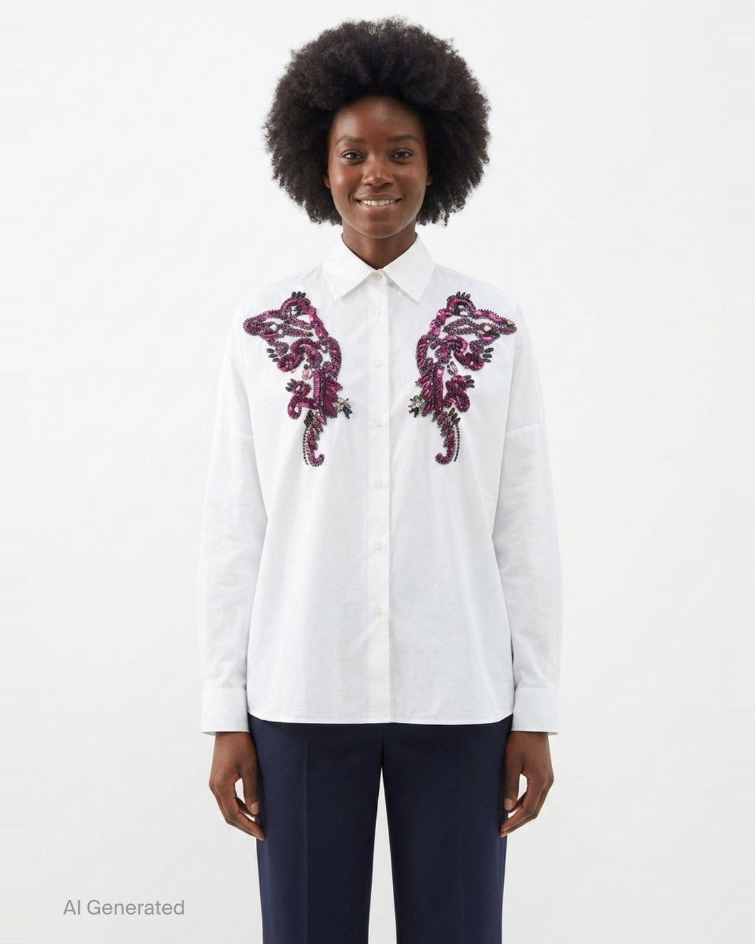 Embellished Oversized Cocoon Shirt | Dries Van Noten | Club21 - front