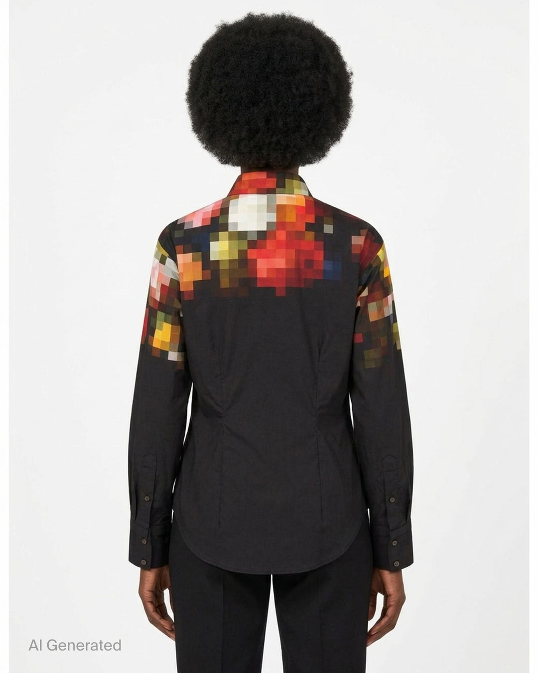 Dries Van Noten white long-sleeve blouse with ornate gold beaded and embroidered cuffs, front view on a ghost mannequin - back