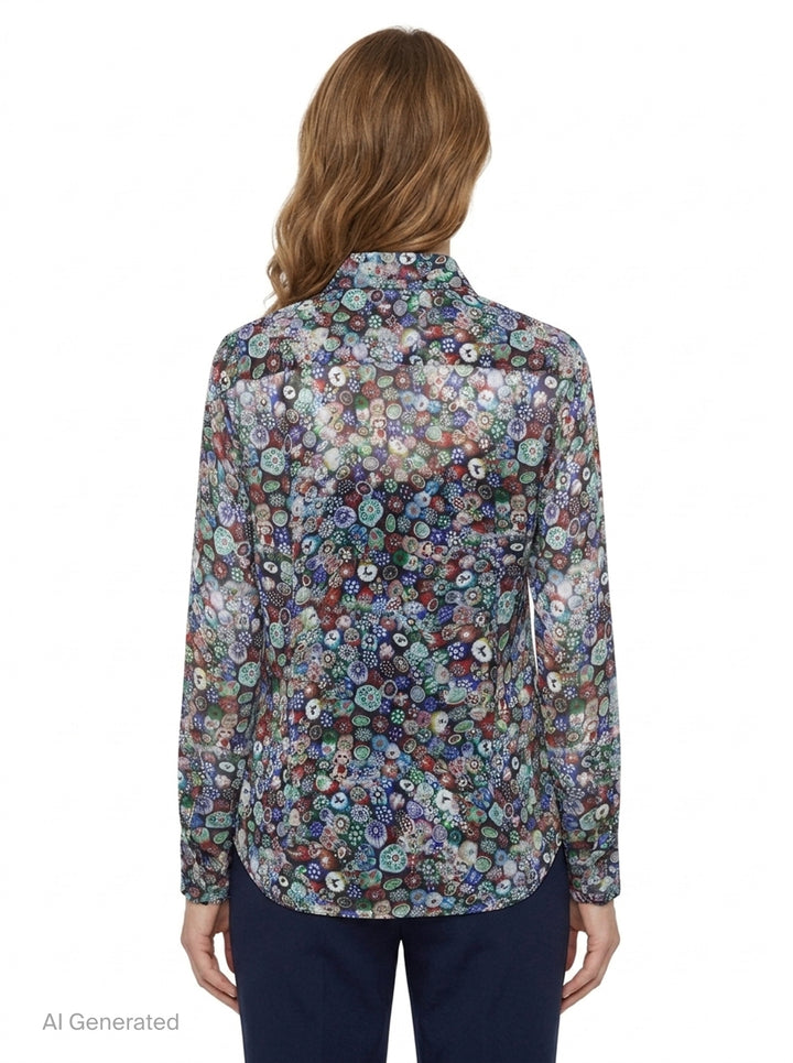 Embroidered Floral Print Fitted Shirt | Dries Van Noten | Club21 - back