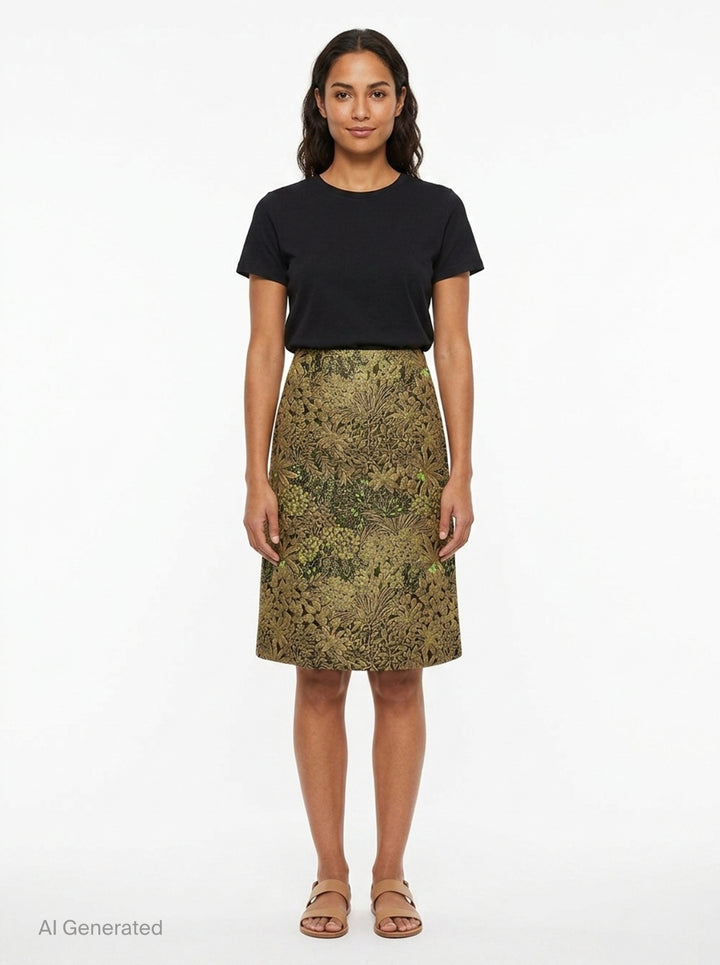 Floral Jacquard A-Line Skirt | Dries Van Noten | Club21 - front