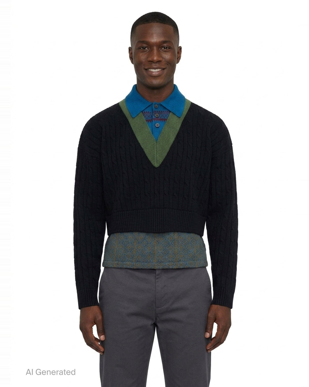 Layered V-Neck Cable Sweater | Dries Van Noten | Club21 - front