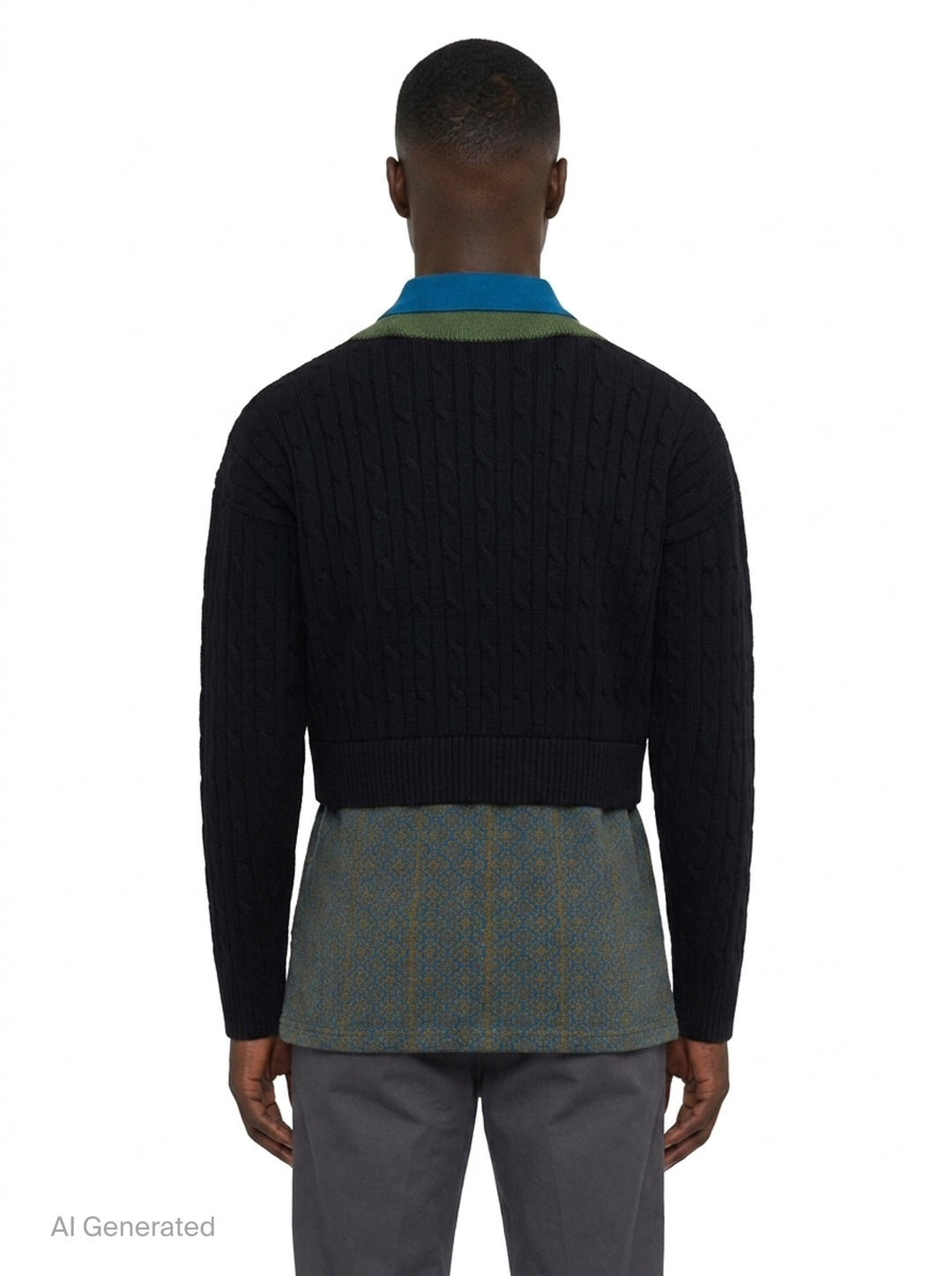 Layered V-Neck Cable Sweater | Dries Van Noten | Club21 - back