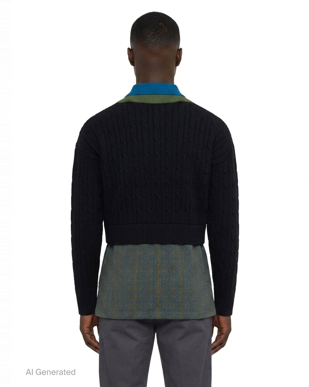 Layered V-Neck Cable Sweater | Dries Van Noten | Club21 - back