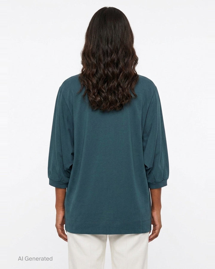 Loose Fit Cropped Sleeve Top | Dries Van Noten | Club21 - back