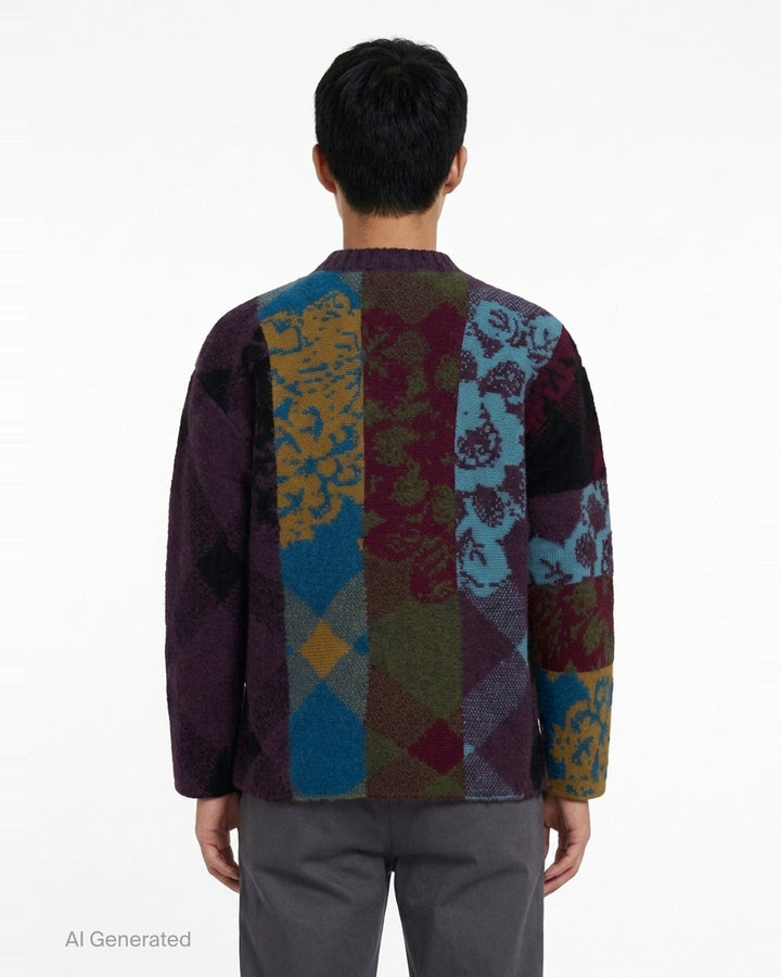 Patchwork Mixed Print Crew Neck Sweater | Dries Van Noten | Club21 - back