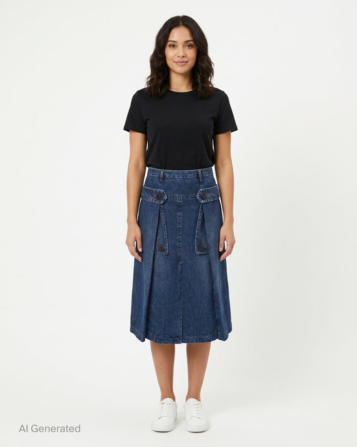 Pleated Pocket Midi Skirt | Dries Van Noten | Club21 - front