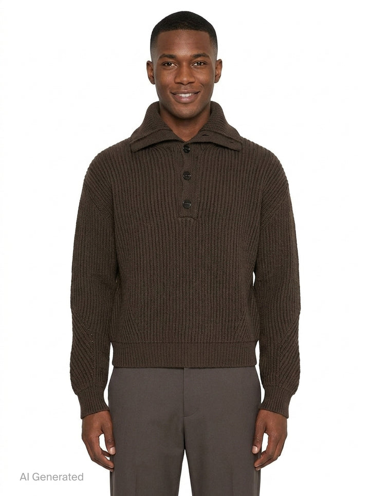 Ribbed Half-Button Sweater | Dries Van Noten | Club21 - front
