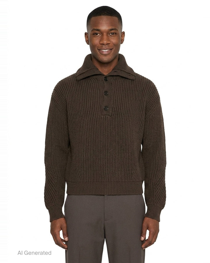 Ribbed Half-Button Sweater | Dries Van Noten | Club21 - front
