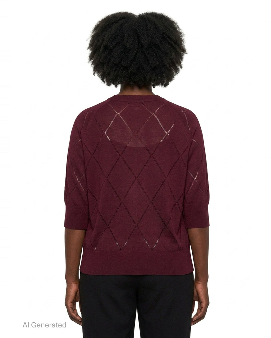 Short Sleeve Argyle Knit Sweater | Dries Van Noten | Club21 - back