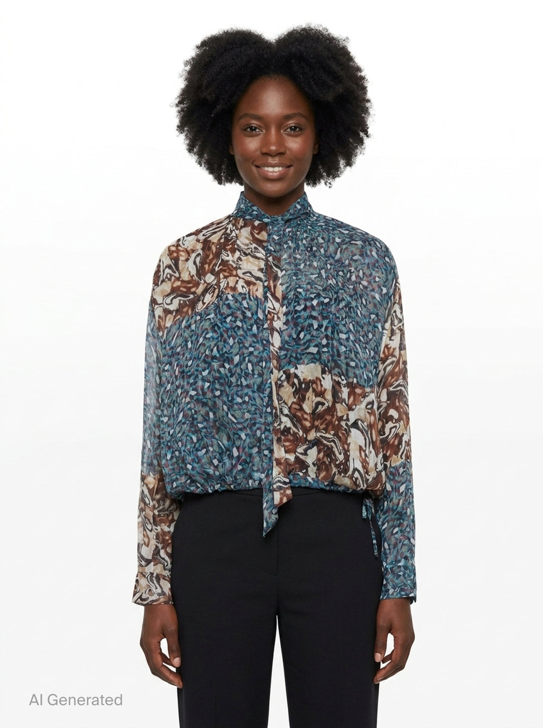 Standing Collar Printed Blouse | Dries Van Noten | Club21 - front
