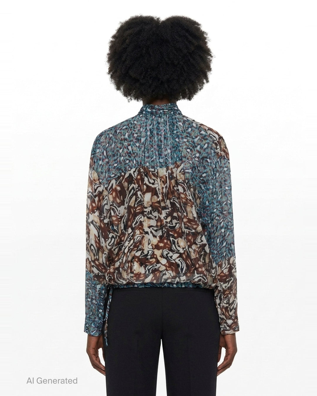Standing Collar Printed Blouse | Dries Van Noten | Club21 - back