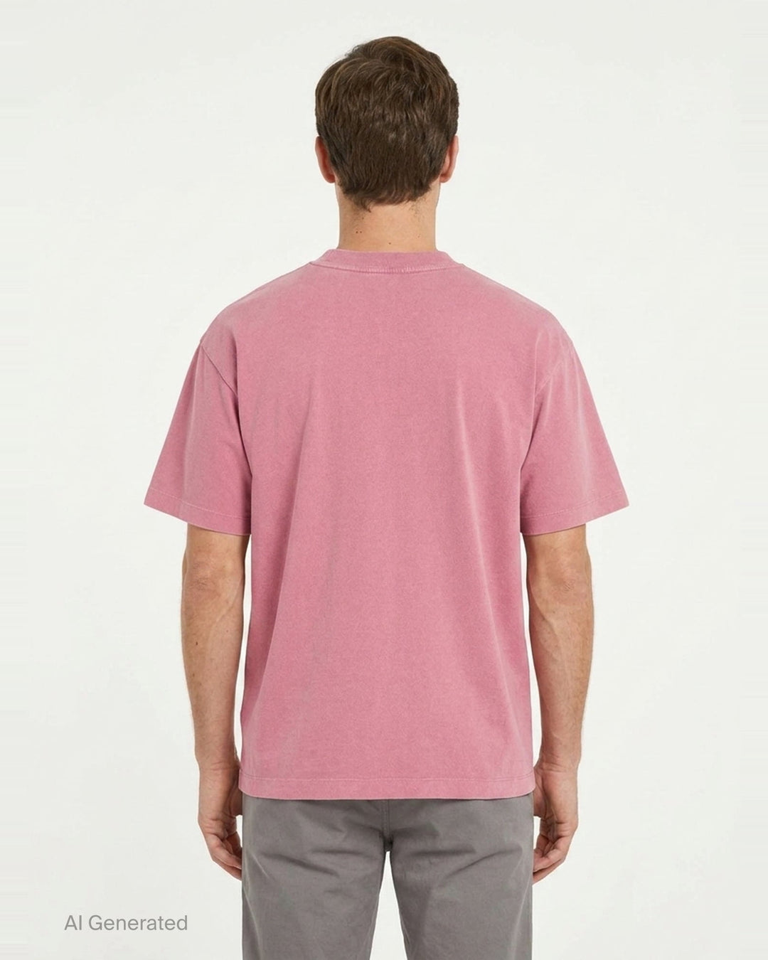 Drôle de Monsieur Classic Slogan Tee in washed pink with 'Not From Paris, Madame' chest print and relaxed oversized fit - back