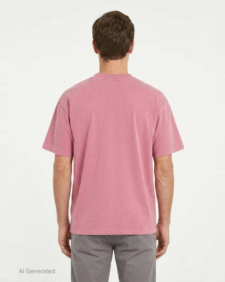 Drôle de Monsieur Classic Slogan Tee in washed pink with 'Not From Paris, Madame' chest print and relaxed oversized fit - back