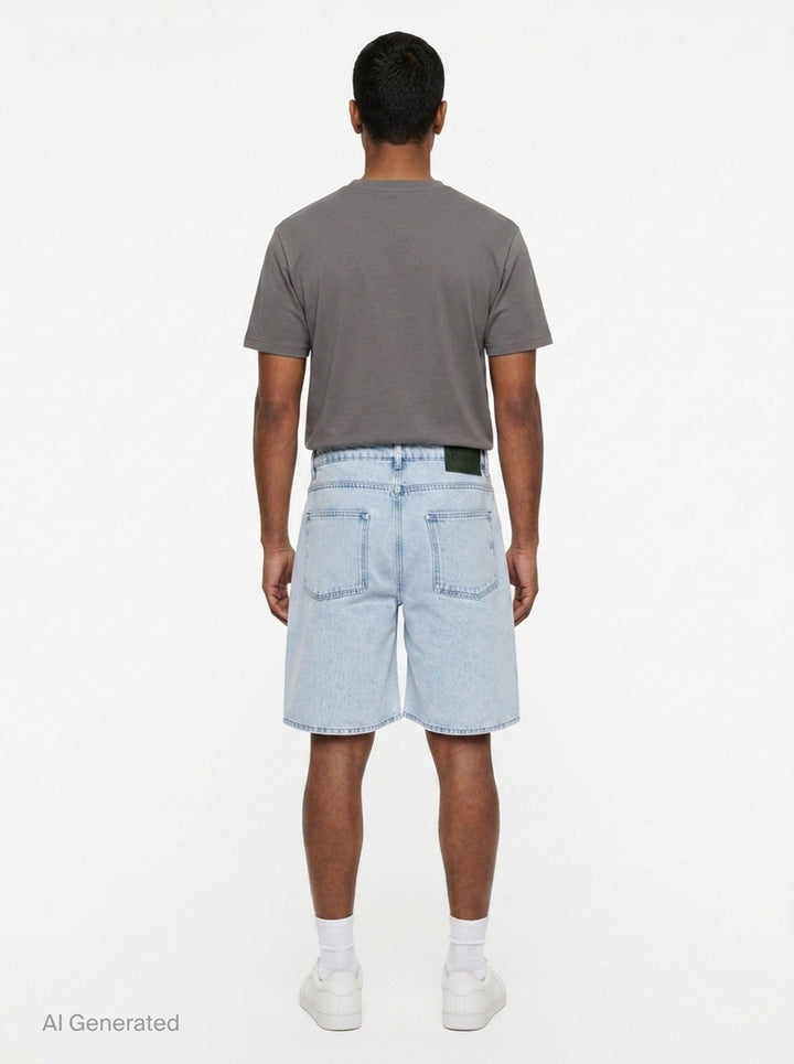 Light Wash Denim Shorts | Drôle de Monsieur | Club21 - back