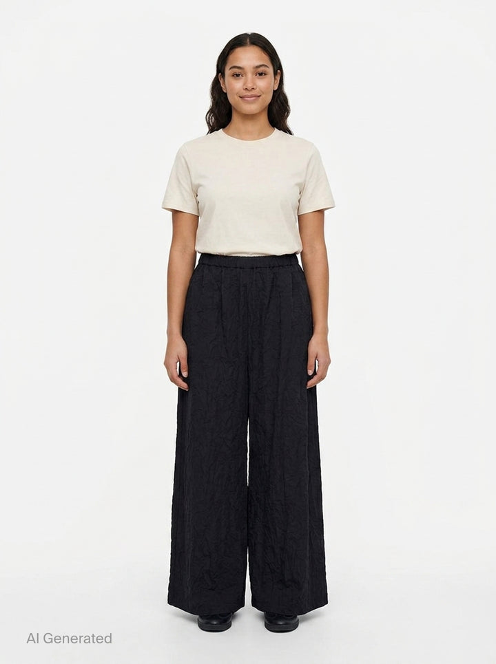 Black Volume Wide Trousers | Enfold | Club21 - front
