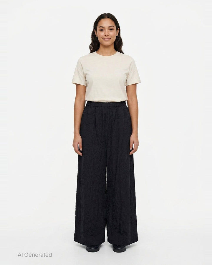Black Volume Wide Trousers | Enfold | Club21 - front