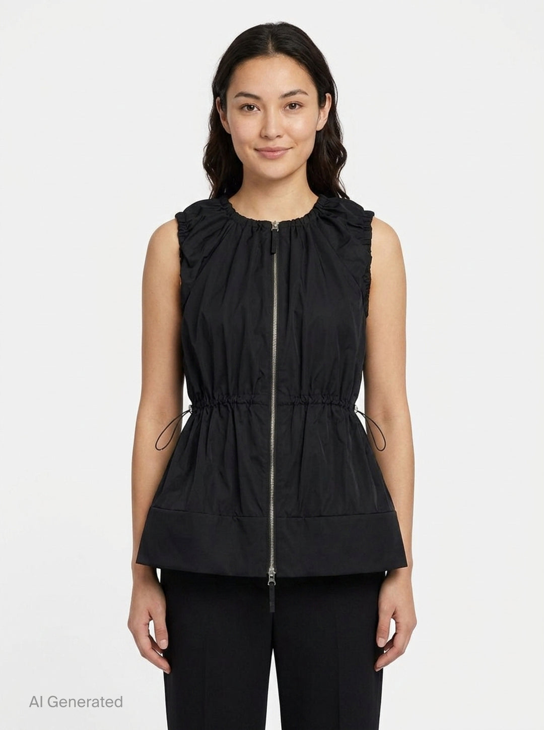 Gathered Zip-Front Vest | Enfold | Club21 - front