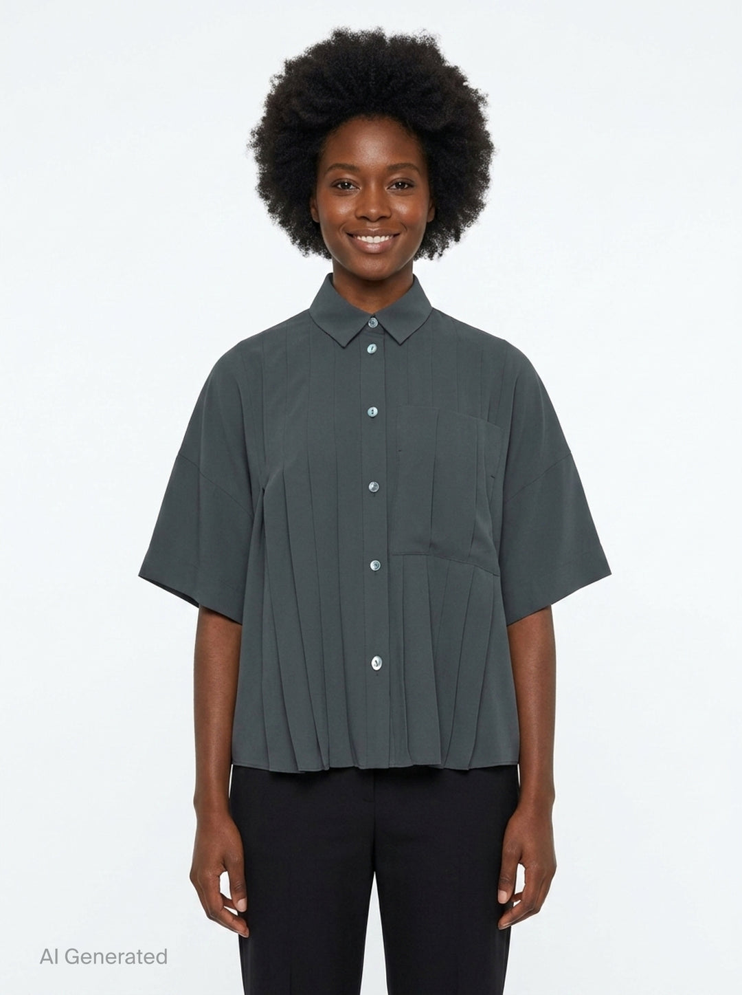Pleated Wide Box Shirt | Enfold | Club21 - front
