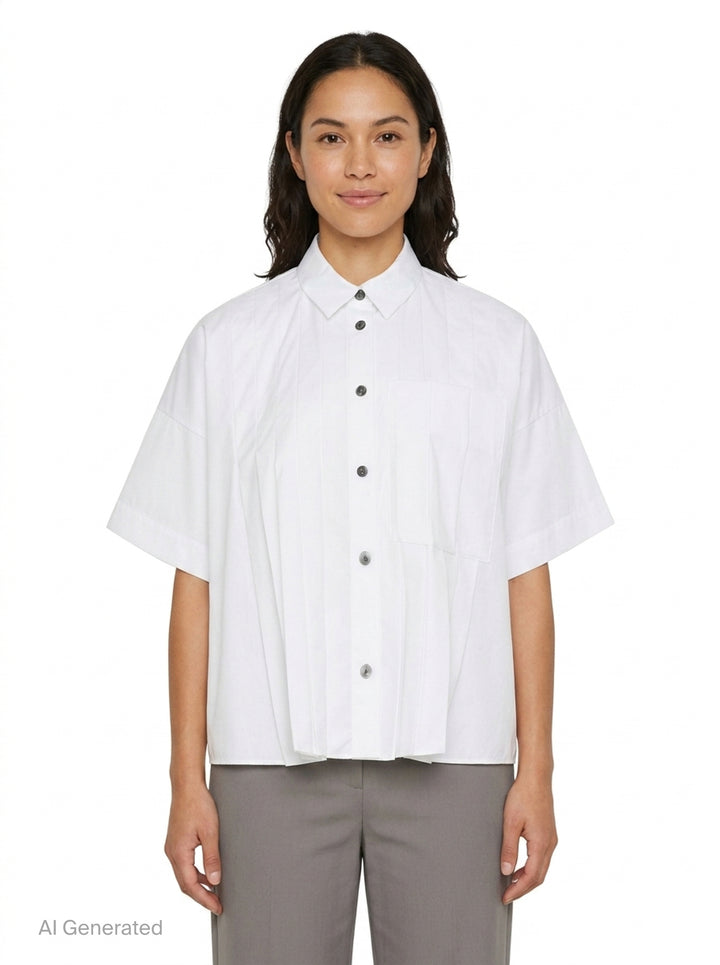 Pleated Wide Box Shirt | Enfold | Club21 - front