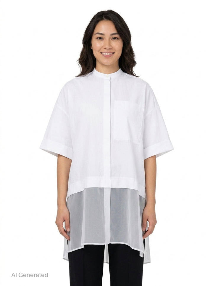 Sheer Bottom Shirt | Enfold | Club21 - front