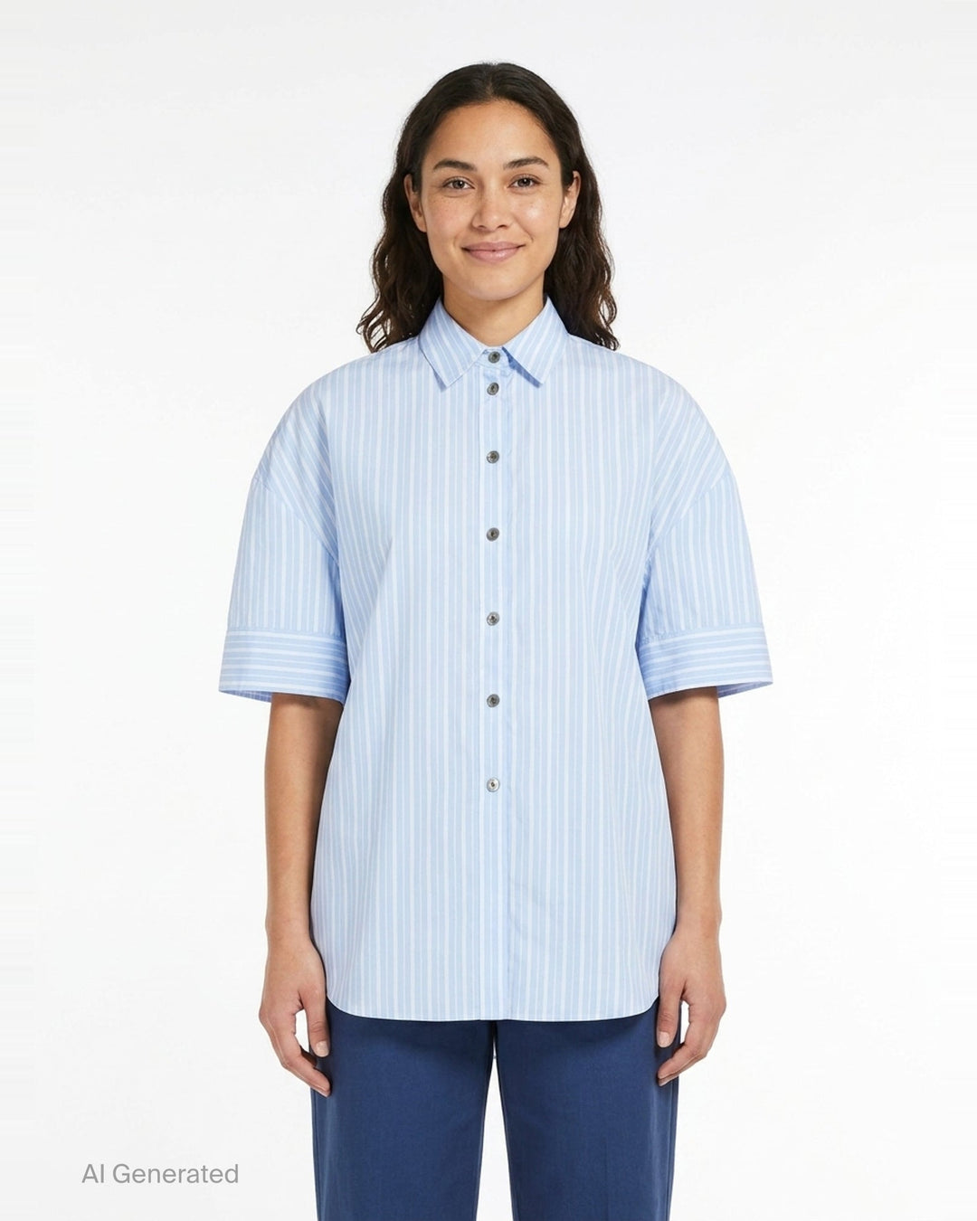 Striped 3D Short Sleeve Shirt | Enfold | Club21 - front