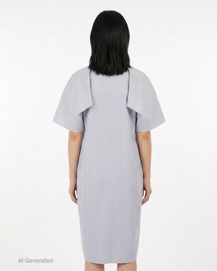 Striped Flutter Sleeve Box Dress | Enfold | Club21 - back