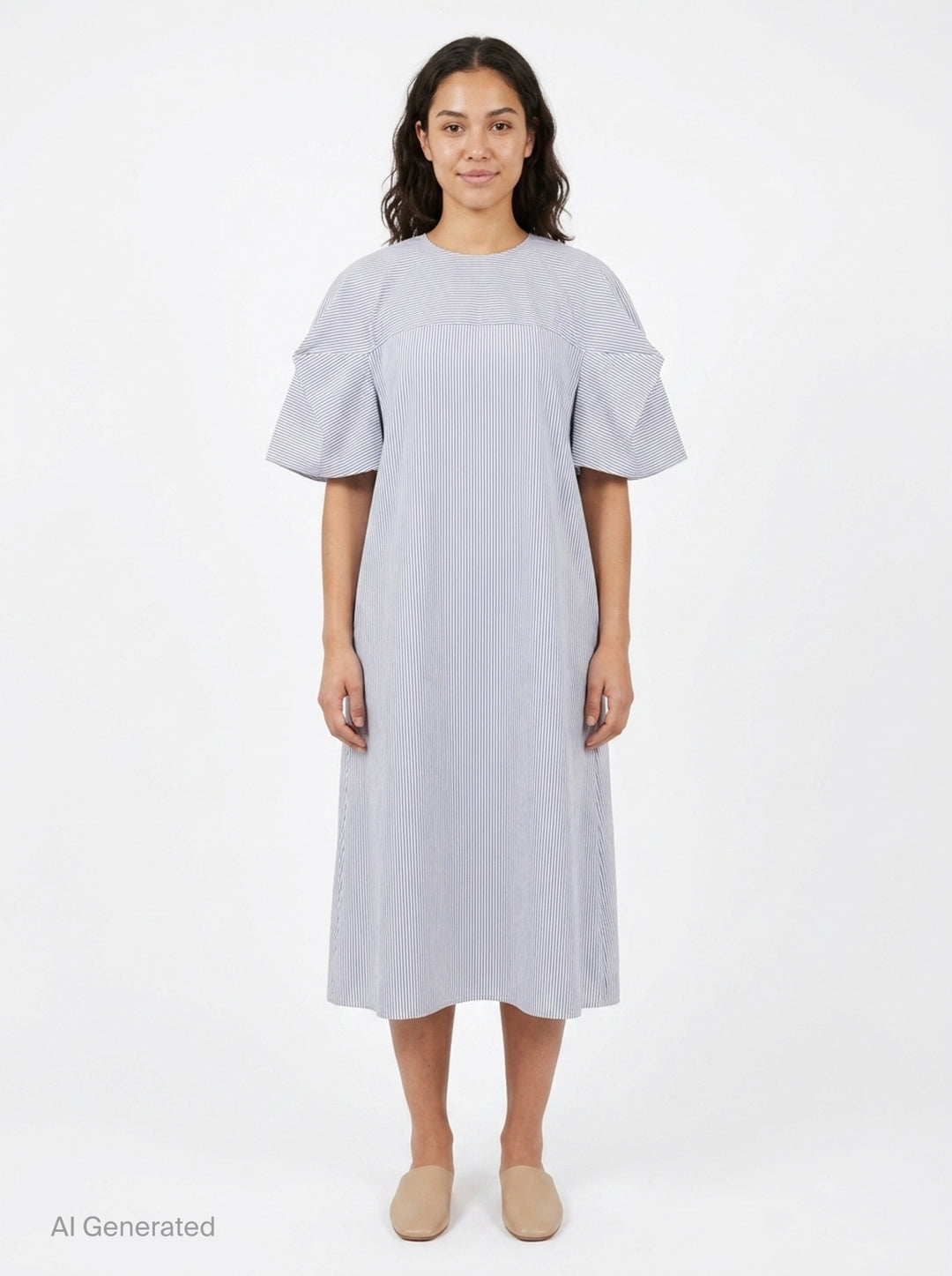 Striped Ruffle Sleeve Box Dress | Enfold | Club21 - front