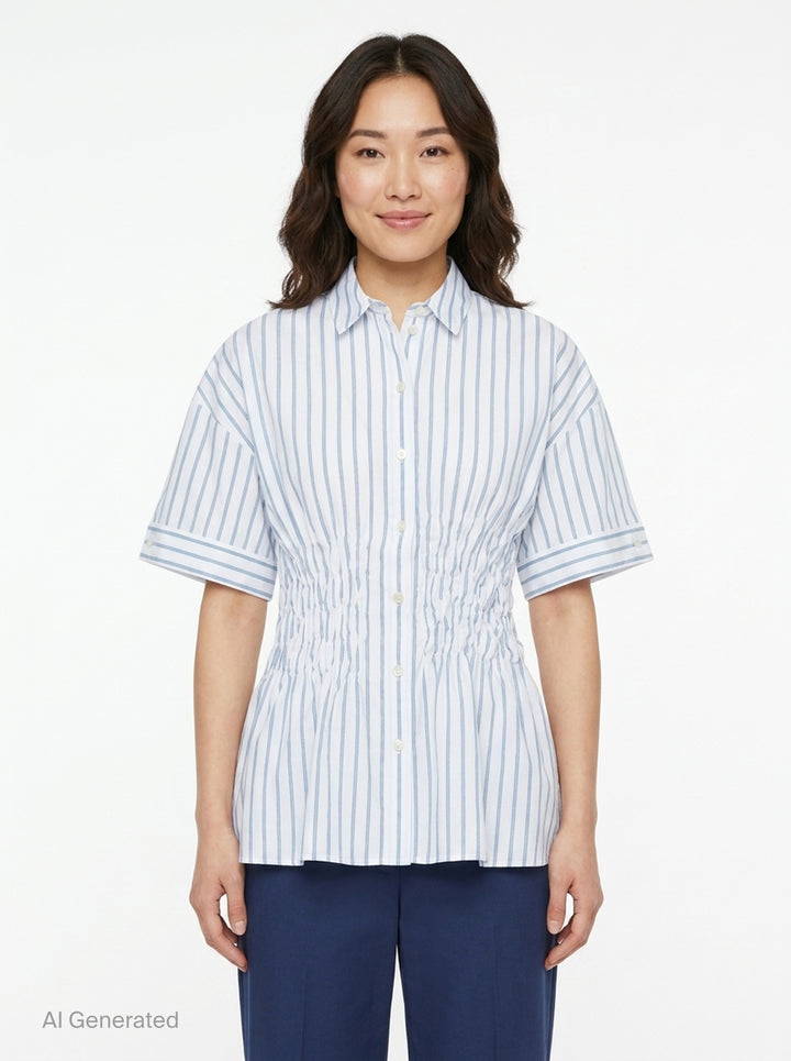 Striped Shirring Shirt | Enfold | Club21 - front