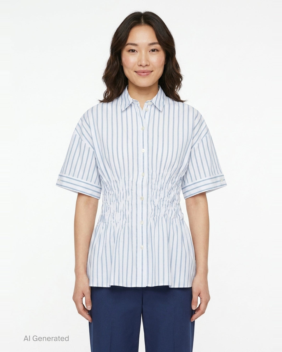 Striped Shirring Shirt | Enfold | Club21 - front