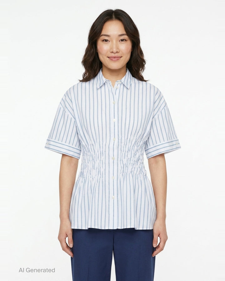 Striped Shirring Shirt | Enfold | Club21 - front