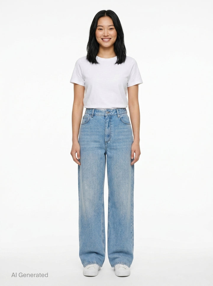 Embroidered Denim Straight Jeans | Erdem | Club21 - front