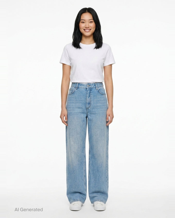 Embroidered Denim Straight Jeans | Erdem | Club21 - front