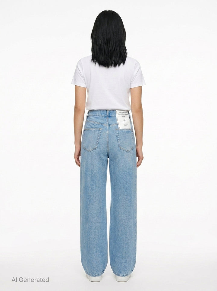 Embroidered Denim Straight Jeans | Erdem | Club21 - back